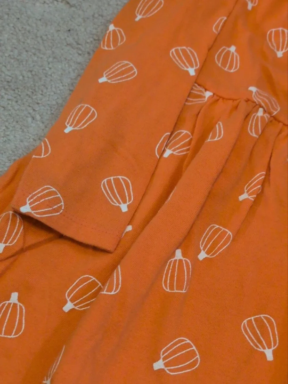 Cat & Jack Orange Long-Sleeve Pumpkin Print Dress (4T)